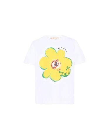 마르니 키즈 여성 디저트 플라워 프린팅 반팔 티셔츠 화이트 M01672 M00HZ 0M100
