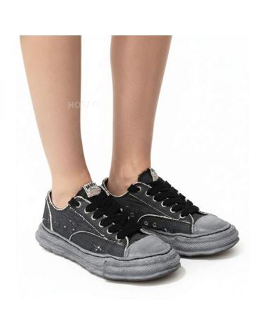 미하라야스히로 26 피터슨23 OG 솔 립트 오버다이 캔버스 로우탑 스니커즈 A16FW723 BlackBlack