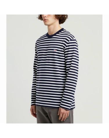 메종키츠네 MARIN TEESHIRT TRICOLOR FOX PATCH FU00115KJ0044NAWHS480 마린 스트라이프 트리컬러 폭스 패치