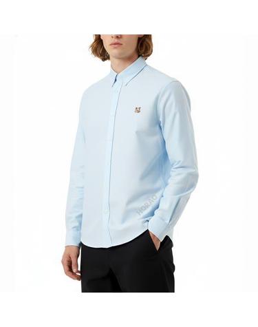 메종키츠네 MINI FOX HEAD CLASSIC BD SHIRT MM00413WC5012P410 미니 폭스 헤드 자수 클래식 버튼 다운 셔츠