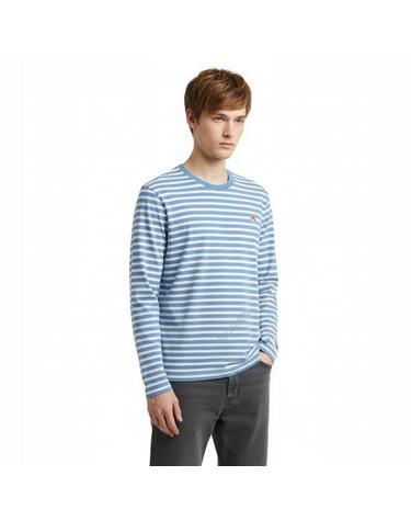 메종키츠네 FOX HEAD PATCH REGULAR MARIN TEE SHIRT LM00105KJ0046S443 마린 스트라이프 폭스 헤드 패치