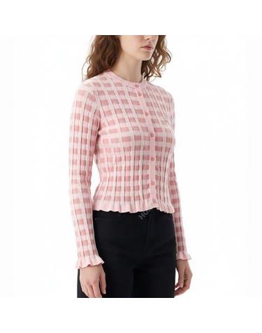 메종키츠네 BABY FOX PATCH CHECKED RIBBED CARDIGAN OW00503KT11200139 베이비 폭스 패치 체크 리브드 가디건