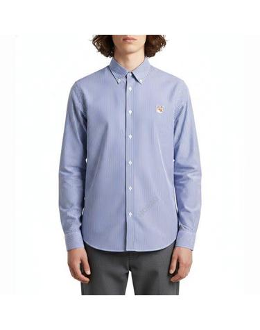 메종키츠네 FOX HEAD STRIPED SHIRT MM00411WC2046S481 폭스 헤드 스트라이프 셔츠