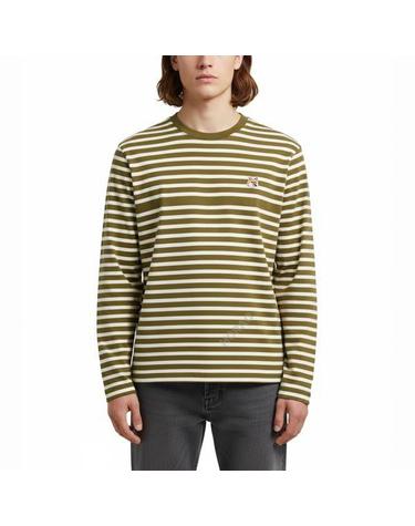 메종키츠네 FOX HEAD PATCH REGULAR MARIN TEE SHIRT LM00105KJ0046S394 마린 스트라이프 폭스 헤드 패치