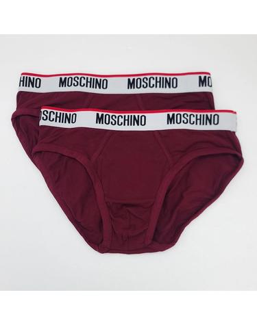 MOSCHINO 모스키노 언더웨어 삼각팬티 2장세트 버건디 코튼 남성팬티