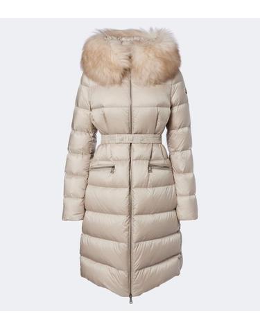 26FW 몽클레어 보에딕 후드 셔링 트림 롱 다운 자켓 1C00015 595FE 268 LIGHT BEIGE DOM