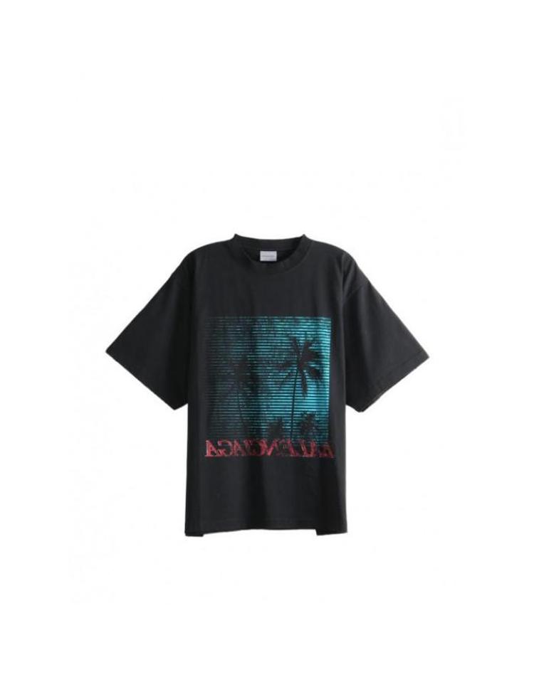 BALENCIAGA 발렌시아가 홀리데이 그래픽 프린트 티셔츠 A001VV TUVO8 1000 F5ULXX05943