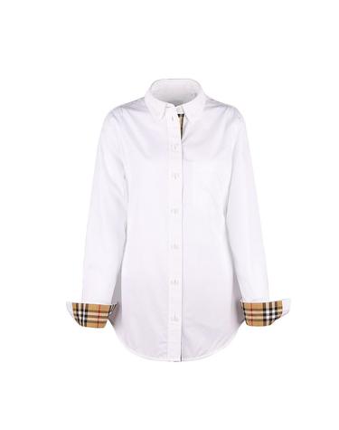 버버리 LAPWING 체크 포인트 여성 코튼 셔츠 화이트 80678131