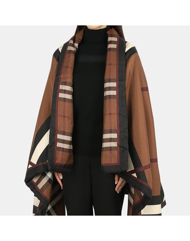 22 FW 버버리 여성 스트라이프 체크 숄 머플러브라운 8057424