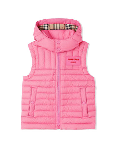 22FW 키즈 여성 로고 패치 패딩 조끼 핑크 8053880