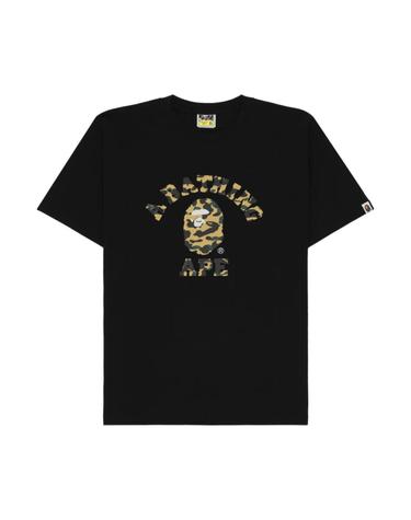 베이프 퍼스트 카모 컬리지 티셔츠 블랙 옐로우 BAPE 1st Camo College TShirt Black Yellow