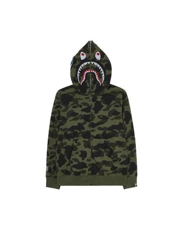 베이프 퍼스트 카모 샤크 풀 집 후드 아미 그린