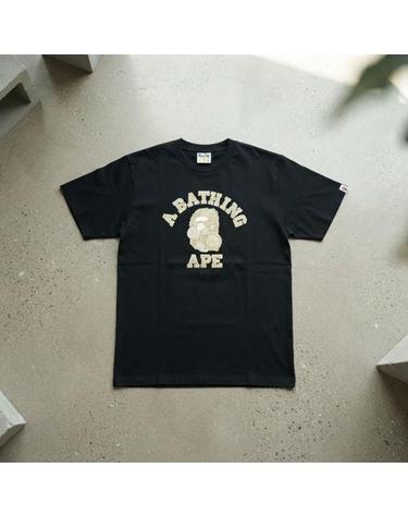 베이프 재패니즈 인디고 아트 카모 콜리지 티셔츠 M BLACK BEIGE 001TEM301042BKA
