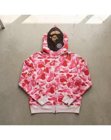 베이프 ABC 카모 세컨드 에이프 풀 집 후드 M PINK 001ZPL801006MPNK