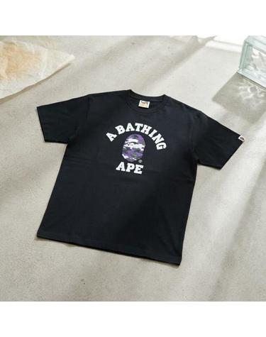 베이프 글리치 우드랜드 카모 콜리지 티셔츠 M BLACK PURPLE 001TEM301031BKE