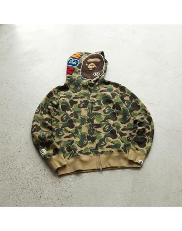 베이프 ABC 카모 세컨드 에이프 풀 집 후드 M GREEN 001ZPL801006MGRN