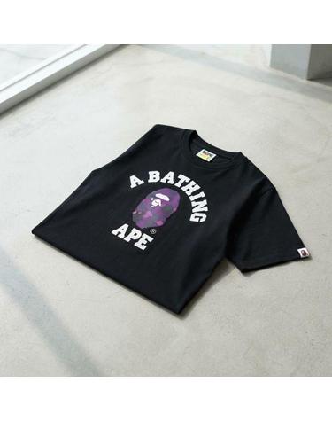 베이프 컬러 카모 콜리지 티셔츠 M BLACK PURPLE 001TEM301019BKE