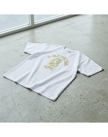 베이프 재패니즈 인디고 아트 카모 콜리지 티셔츠 M WHITE BEIGE 001TEM301042WHA