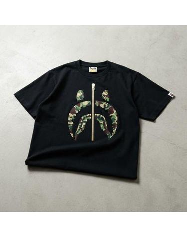 베이프 ABC 카모 샤크 티셔츠 M BLACK GREEN 001TEL301008MBK0