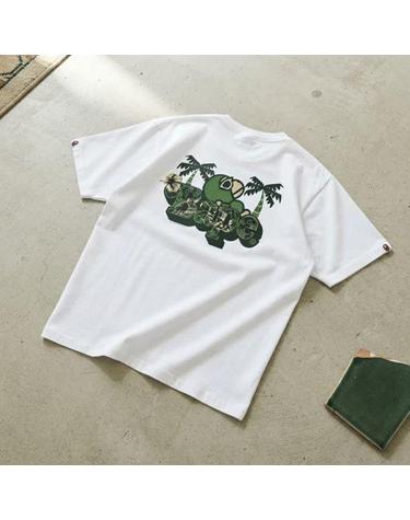 베이프 팜 리조트 카모 마일로 온 티셔츠 M WHITE 002TEM301014MWHT