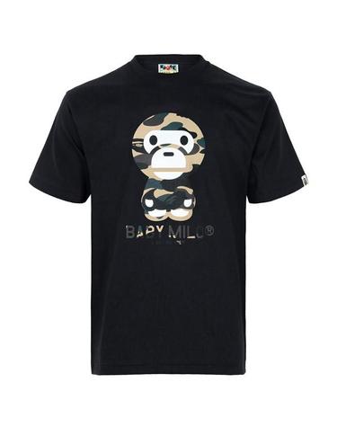 베이프 블랙 옐로우 퍼스트 카모 베이비 마일로 티셔츠 002TEM301006M BLACK YELLOW