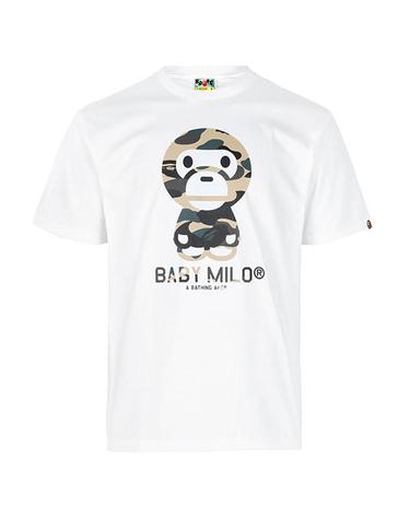 베이프 화이트 옐로우 퍼스트 카모 베이비 마일로 티셔츠 002TEM301006M WHITE YELLOW