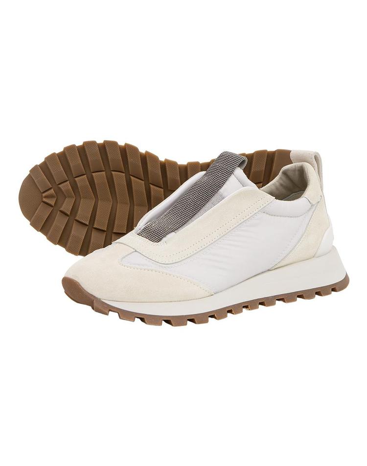 Brunello Cucinelli 25SS MZSFG2127 C6280 브루넬로쿠치넬리 여성 프레셔스 스웨이드 러너 화이트 스니커즈