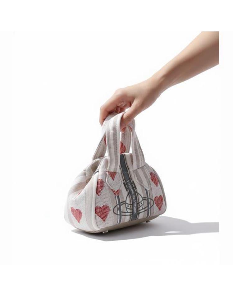Vivienne Westwood 비비안웨스트우드 ARCHIVE MINI HANDBAG 4703000BW W0148 C301 린넨 하트 스트라이프 아카이브 미니 핸드백 F5VEXX10950