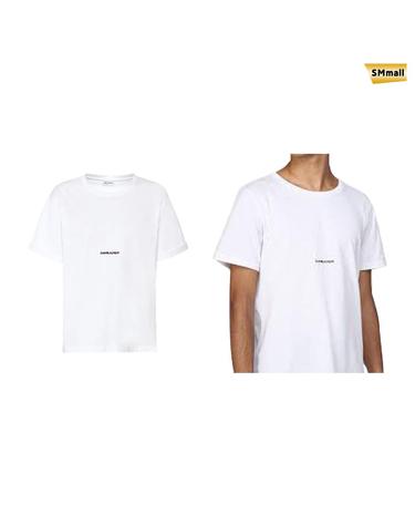 SMmall 2023 YSL 생로랑 보이프렌드 핏 숏 슬리브 남여공용 반팔 티셔츠 460876YB2DQ BLANC