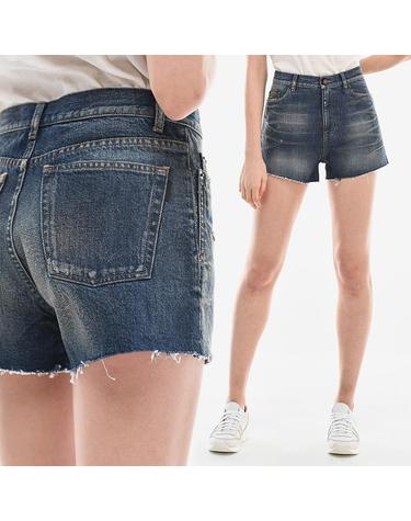 생로랑 베기 여성 데님핫팬츠 블루 597005 YF970 4406