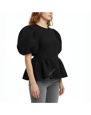 세실리아 반센 UBAH TOP GRAPPOLO MATELASSE BLACK 124RTW11030 우바 탑