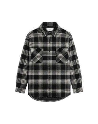 셀린느 체크 울 퀼티드 오버셔츠 블랙 초크 자켓 RV0RT0E62 38CE