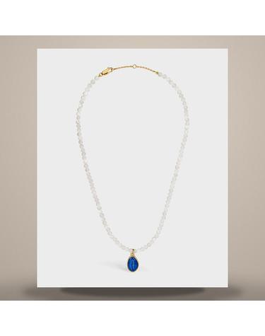 셀린느 에떼 CELINE 비즈 목걸이 마더 오브 펄 바니시 골드 피니시 브라스 화이트 블루 B10FZ4W14GGX2