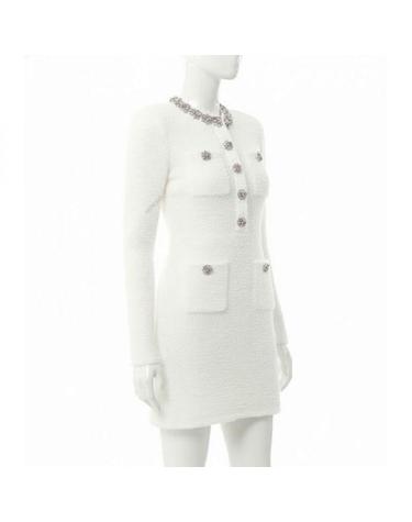 셀프 포트레이트 26 Crystal Trim Knit Mini Dress RS26221SCREAM 크리스탈 트림 니트 미니 드레스
