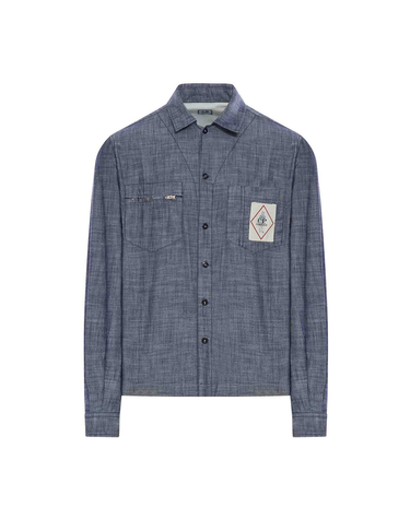 CP Company CP컴퍼니 로고 패치 샴브레이 셔츠 Washed Indigo Blue 18CMSH152A110065WD