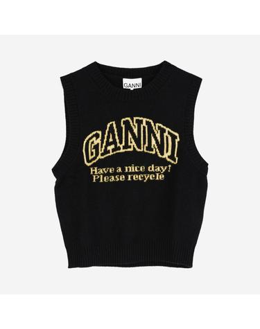 가니여성 블랙 GANNI 그래픽 니트 조끼 베스트K2091 099