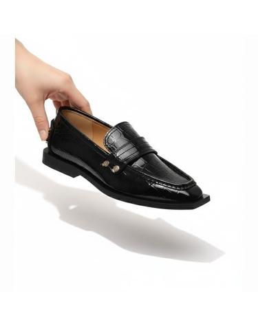 가니 Studded Loafers in Black Croco S3014 099 블랙 크로커 스터드 로퍼