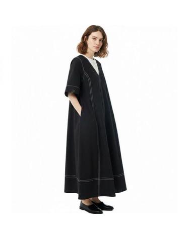 가니 26 BLACK STITCH COTTON DRESS A1030138 099 블랙 스티치 코튼 드레스
