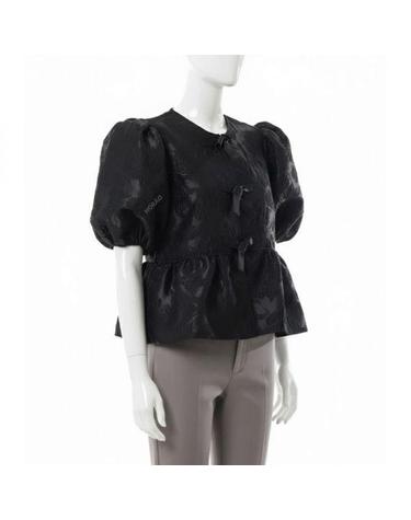 가니 26 SATIN CLOQUE PEPLUM BLOUSE A1040079 099 새틴 클로케 페플럼 블라우스