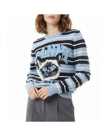 가니 26 BLUE CAT GRAPHIC SWEATER A1070266 326 블루 캣 그래픽 스웨터