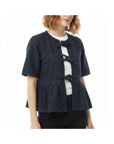 가니 26 DARK BLUE DENIM PEPLUM BLOUSE A1040088 077 다크 블루 데님 페플럼 블라우스