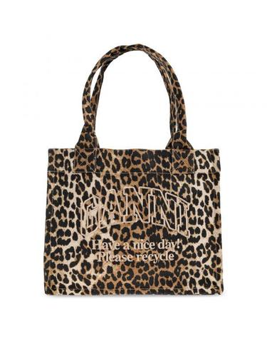 GANNI 가니 26FW LEOPARD LARGE CANVAS TOTE BAG A7179 943 레오파들 라지 캔버스 토트백