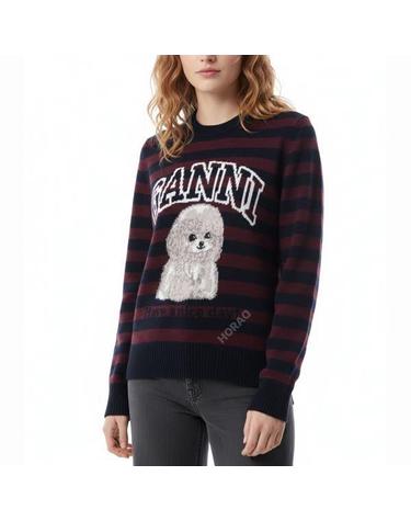 가니 BURGUNDY STRIPED POODLE SWEATER K2567 999 버건디 스트라이프 푸들 스웨터
