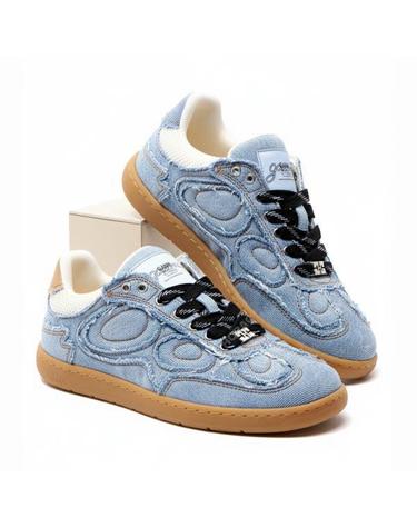 가니 08 Denim Raw Edge Sneakers S3084 565 08 데님 로우 엣지 스니커즈