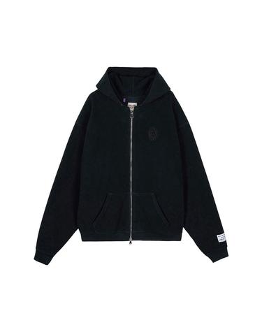 갤러리 디파트먼트FW25 남성 로고 자수 집업 후디 DFZ50038 WBLK