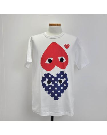 CommedesGarcons꼼데 남성 레드와펜 반팔 티셔츠 White P1T240