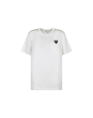 26SS 여성 메탈 블랙 하트 와펜 티셔츠 화이트 AXT8020511