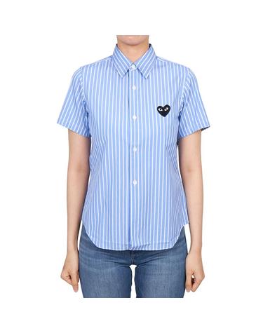 꼼데가르송 블랙와펜 스트라이프 여성 반팔 셔츠 AZ B021 051 1