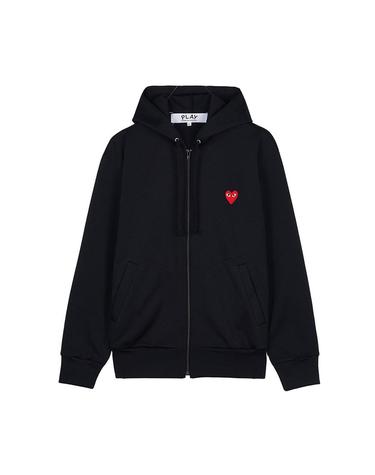 꼼데가르송SS26 공용 레드하트 와펜 후드집업 AZ T172 051 BLACK