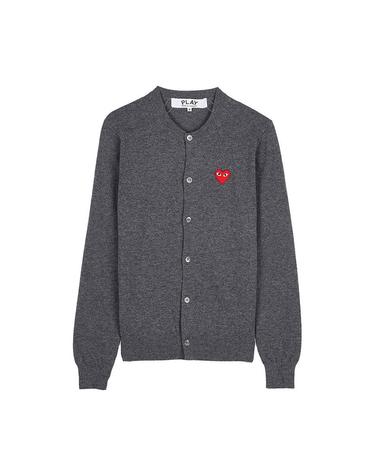 꼼데가르송SS26 공용 레드하트 와펜 가디건 AZ N007 051 GREY